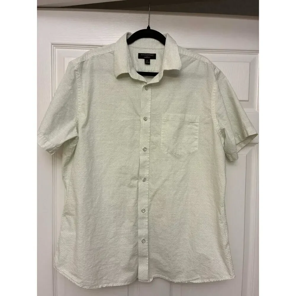 Banana Republic Mens‎ XL Standard Fit Green Micro Print Button Down Shirt